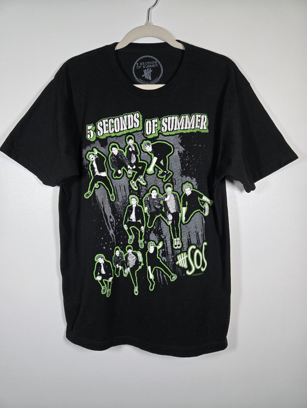 5 Seconds Of Summer 5SOS 2014 Black Graphic Band Tee Cotton T-Shirt Size Large